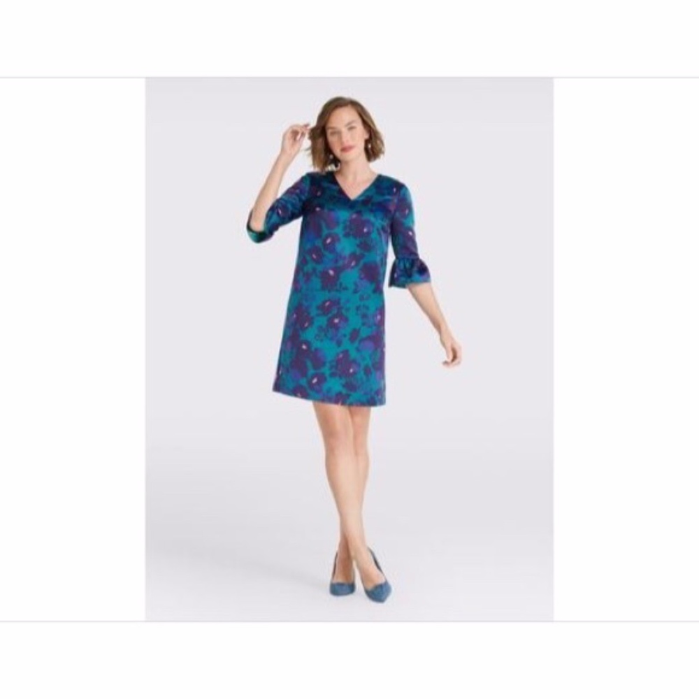 NWT Draper James Floral A line Holiday Aquamarine